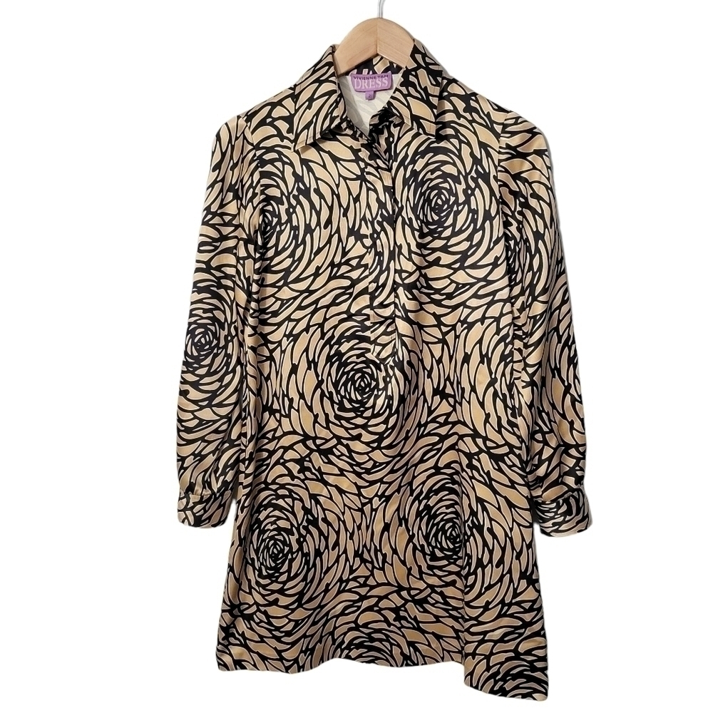 Vivienne Tam Gold Floral Print Long Sleeve Mini Dress